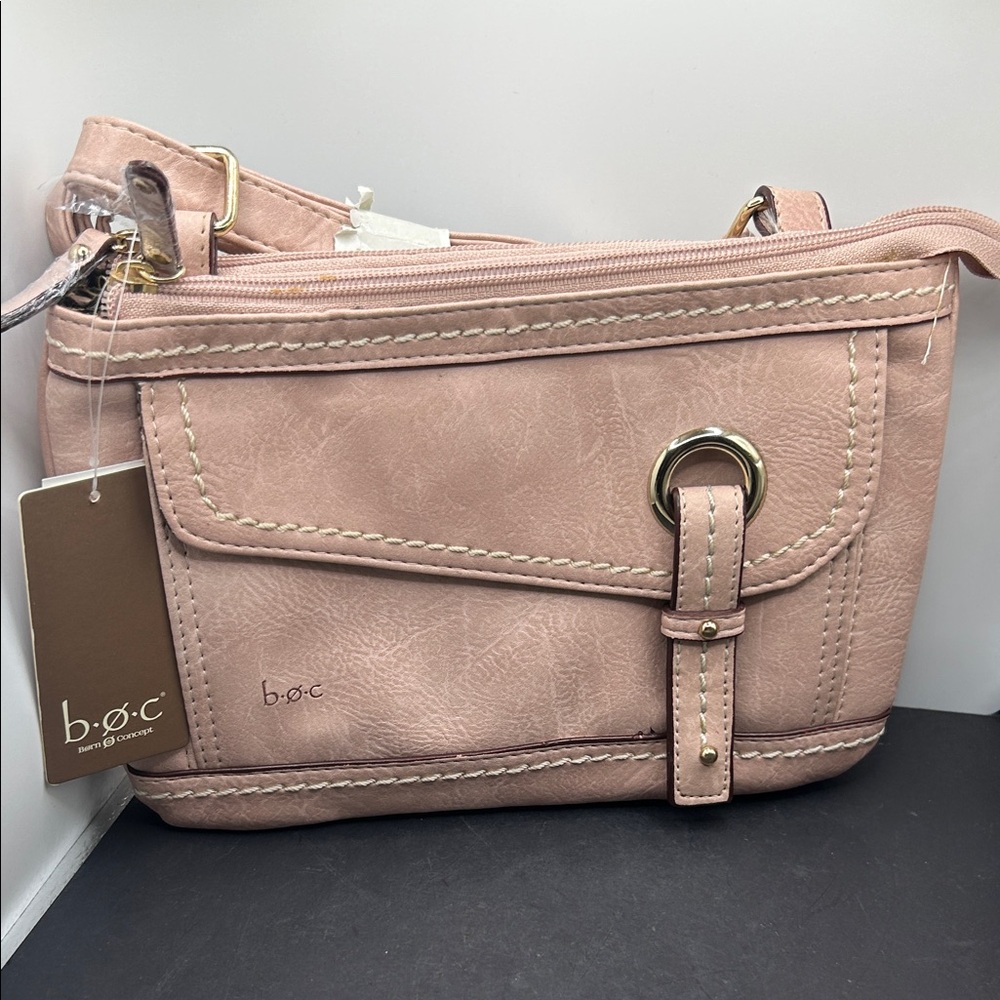 b.o.c. Blush Pink Faux-Leather Crossbody with Buckle Detail